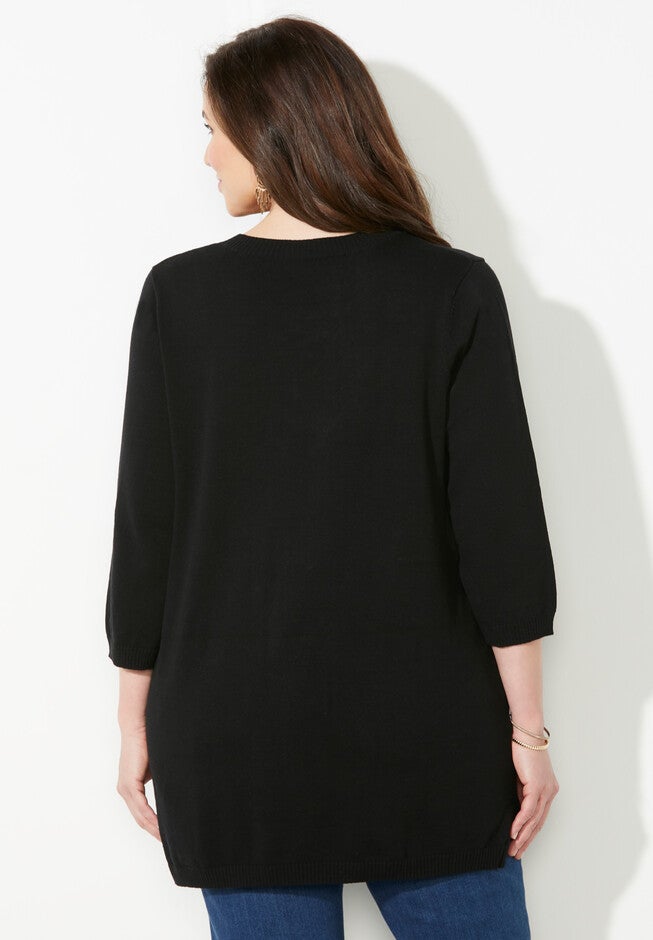Fine Gauge Lace-Up Sweater, , on-hover image number 1