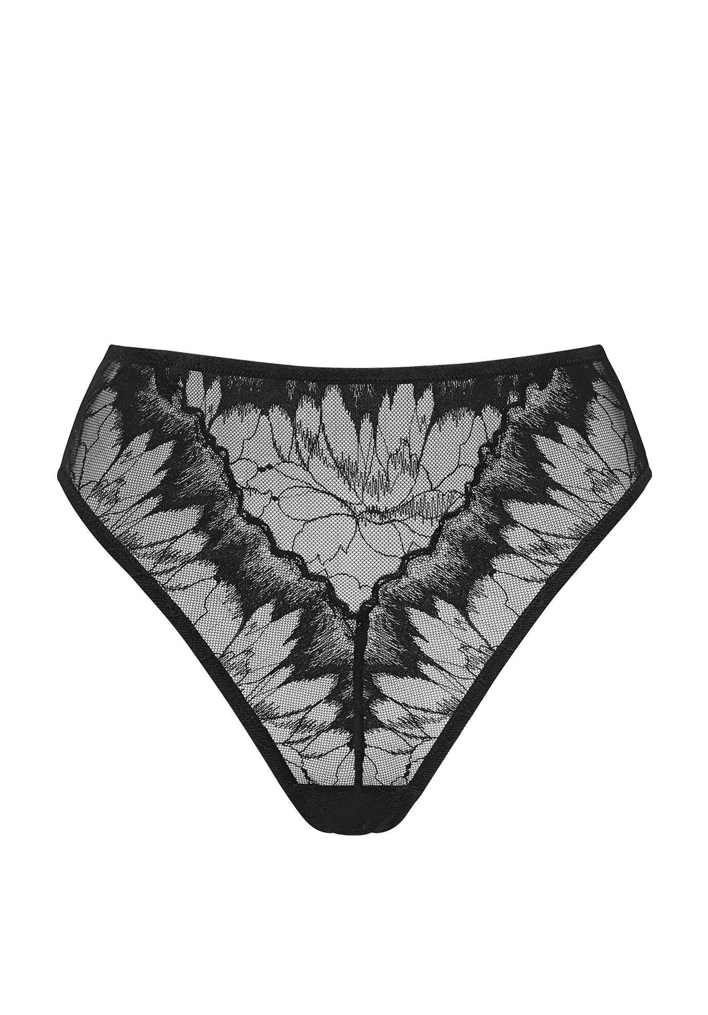 The Highwaist- Floral Lace, BLACK, on-hover image number 1