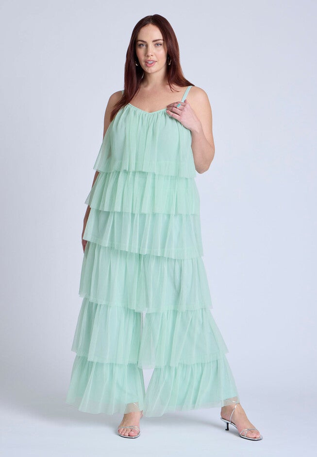 Tulle Ruffle Cami , SUBTLE GREEN, alternate image number null