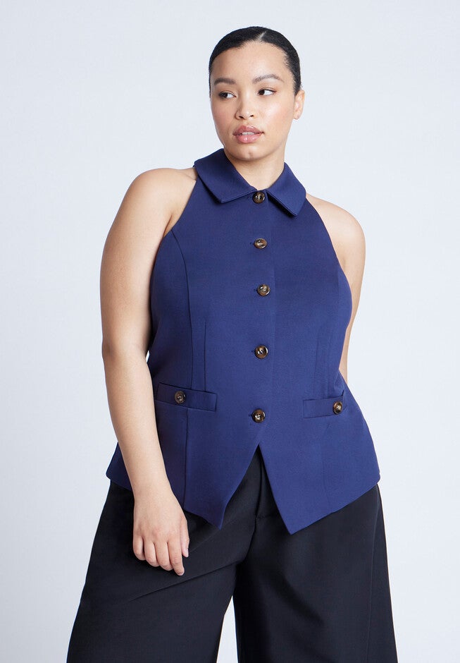 Halter Vest Top, MARITIME BLUE, hi-res image number null