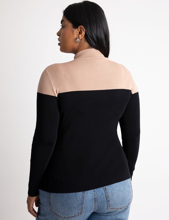 Colorblock Sweater, BLACK CAMEL, on-hover image number null