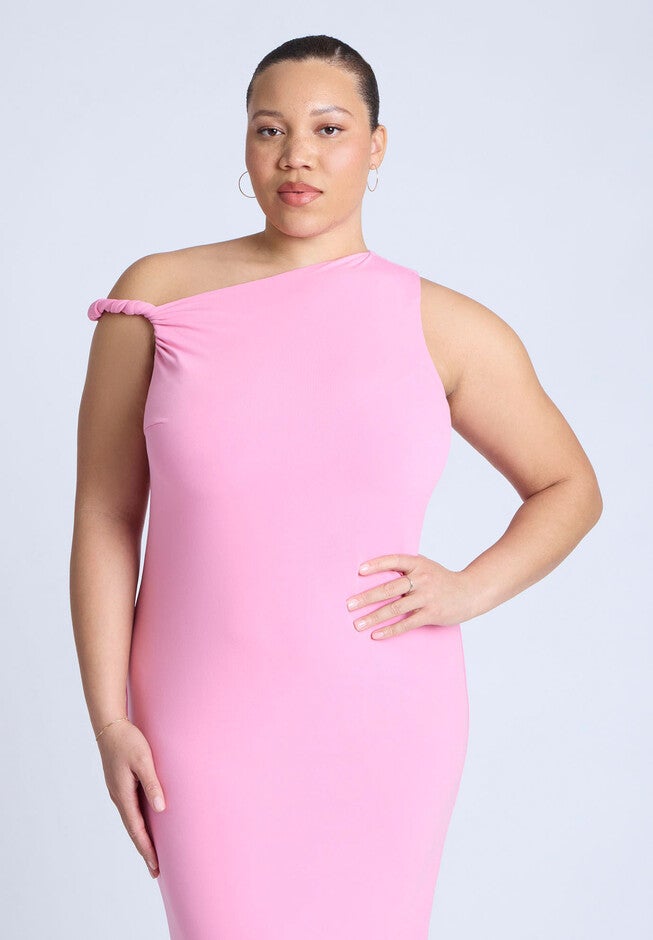 Twist Detail Midi Dress, PINK, alternate image number null