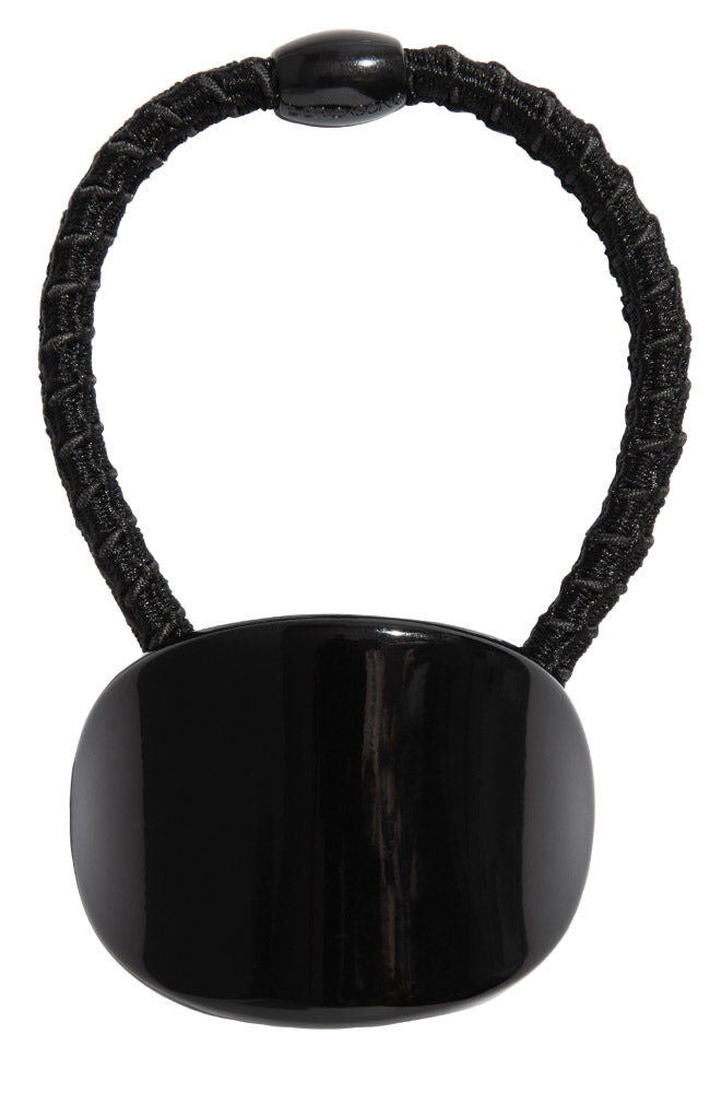Oval Ponytail Holder, BLACK, hi-res image number 0