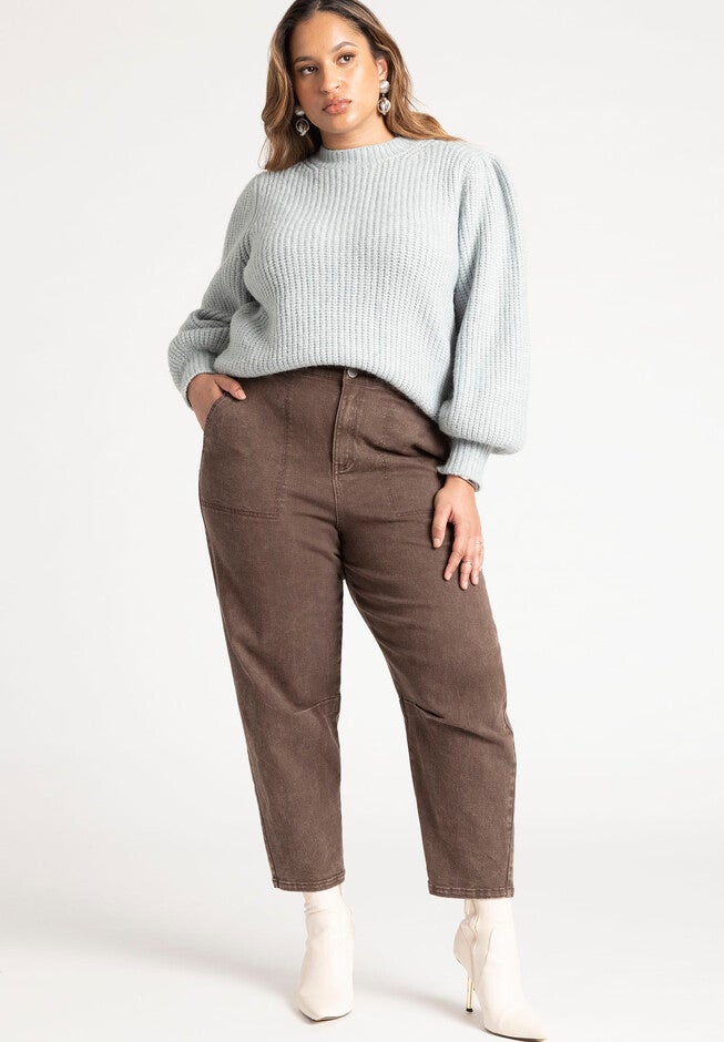 Puff Sleeve Chunky Sweater, , alternate image number null