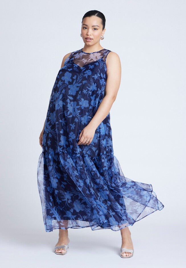 Floral Pattern Tank Dress, BLOOMING LILY, on-hover image number null