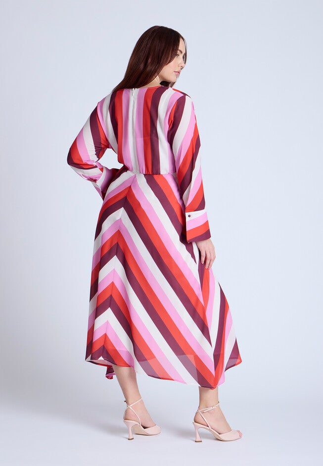 Twist Bodice Stripe Midi Dress, POWER STRIPE, alternate image number null