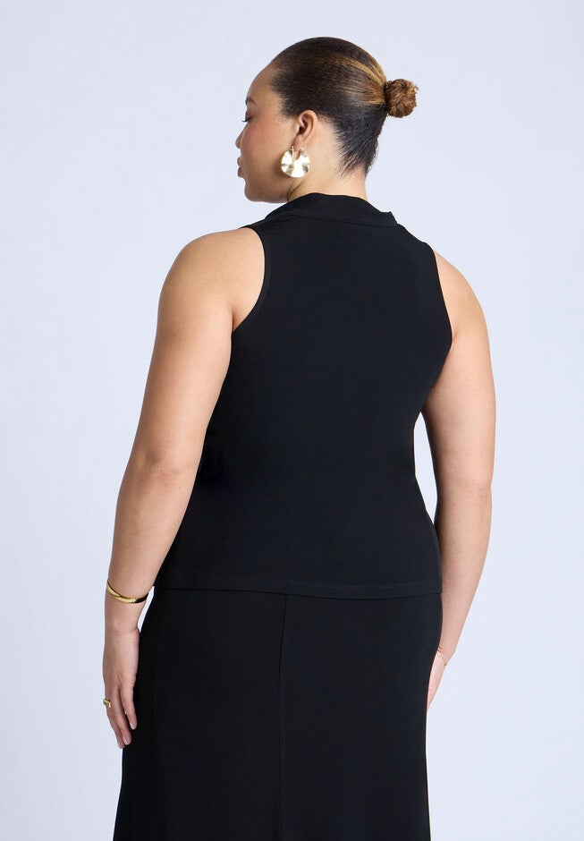 Cowl Halter Top, BLACK ONYX, on-hover image number null