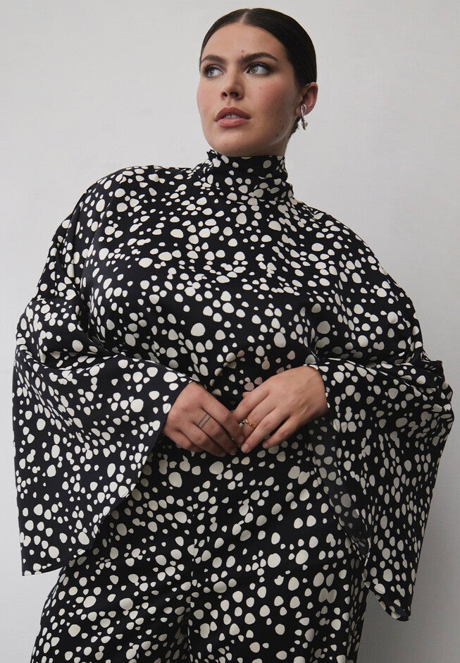 Tie Neck Cape Blouse, ORGANIC DOT, hi-res image number null