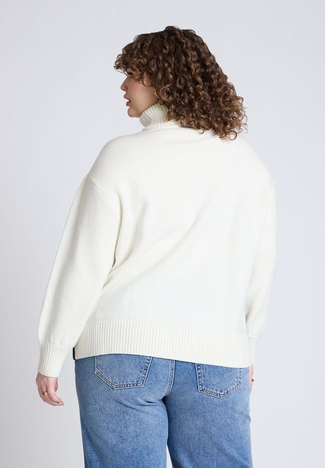 Mixed Knit Turtleneck, BLACK WHITE, on-hover image number null