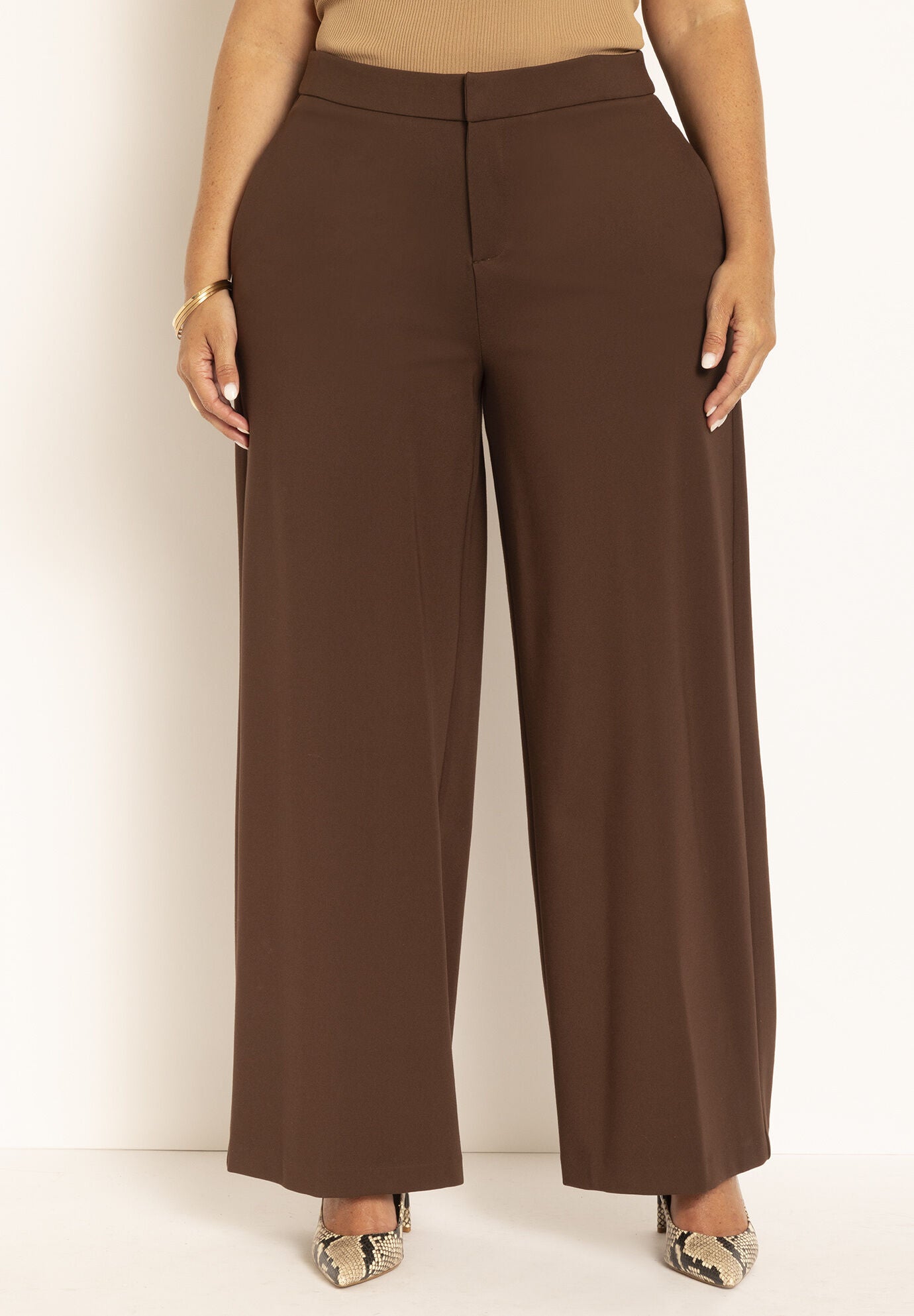 The Ultimate Stretch Wide Leg Pant, CHICORY COFFEE, on-hover image number 1
