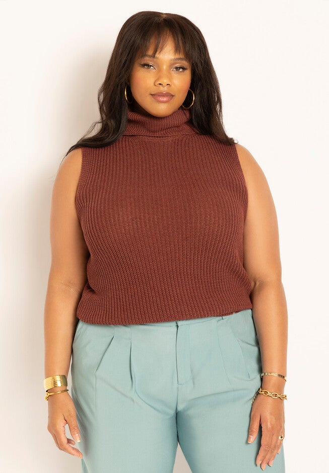 Chunky Sleeveless Turtleneck Sweater, , on-hover image number null