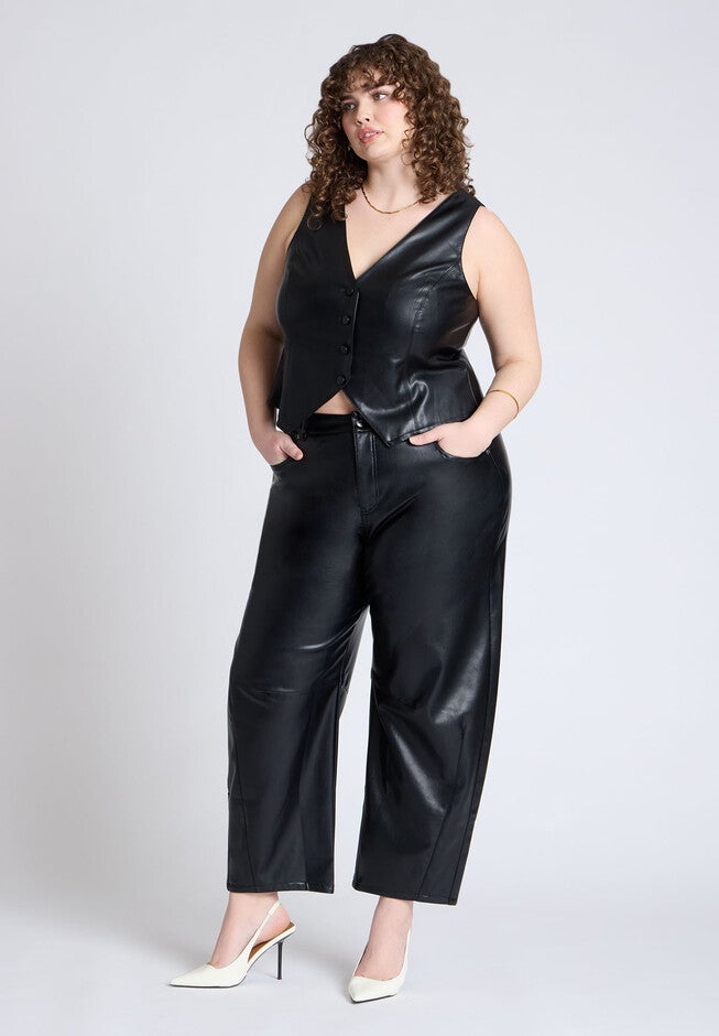 Faux Leather Vest, BLACK ONYX, alternate image number null