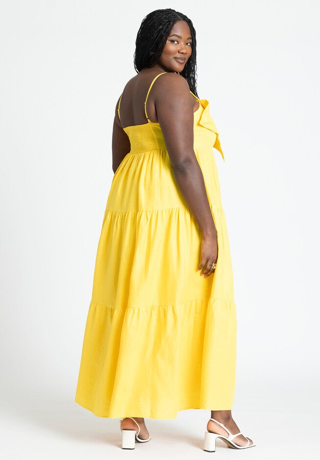 Flower Bustier Maxi Dress, SUNSHINE YELLOW, on-hover image number null
