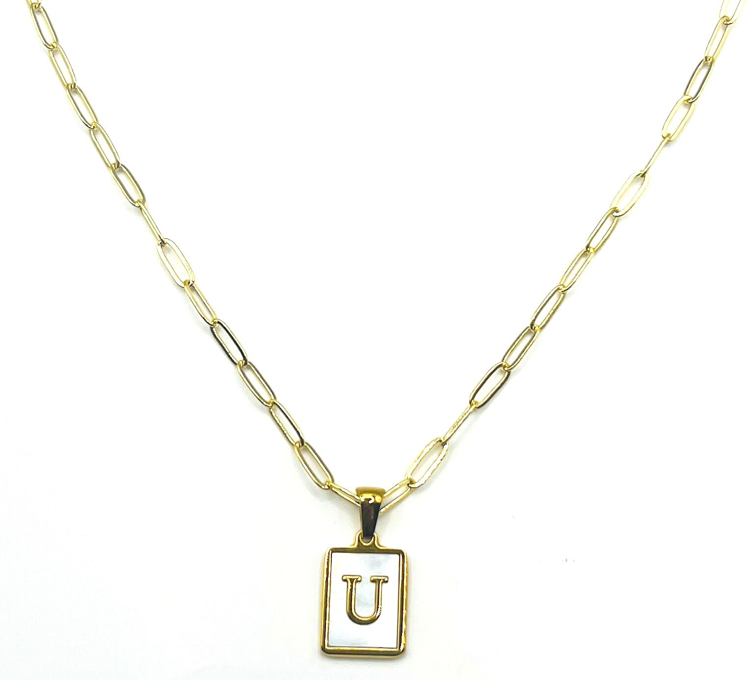 Pearlescent Initial Necklace, U, hi-res image number 0