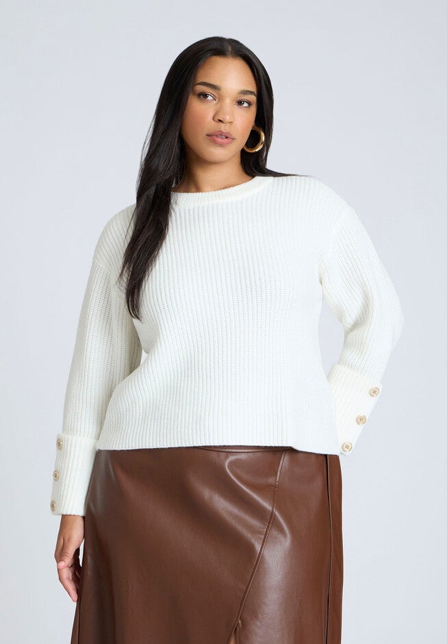 Buttoned Sleeve Sweater, DEW, hi-res image number null