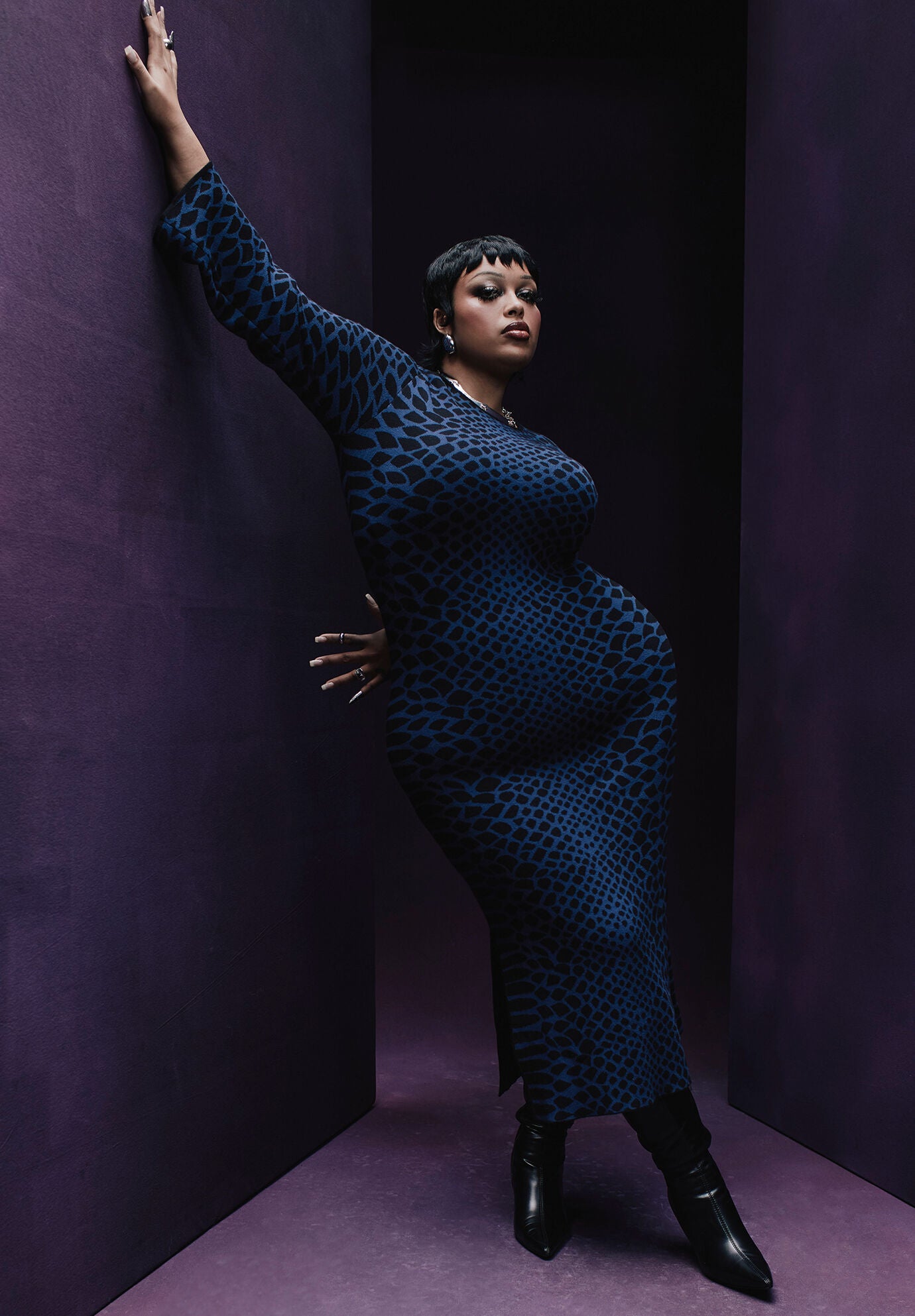 Wide Sleeve Sweater Dress, SNAKE, alternate image number 3