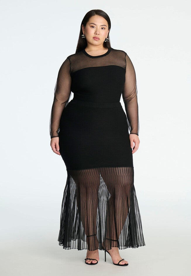 Sweater Trumpet Skirt, BLACK ONYX, hi-res image number null