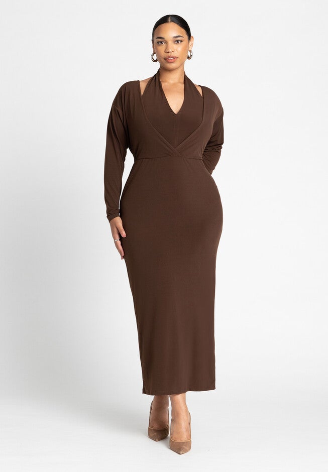 Maxi Dress W Halter Layer, DARK KALAMATA, hi-res image number null