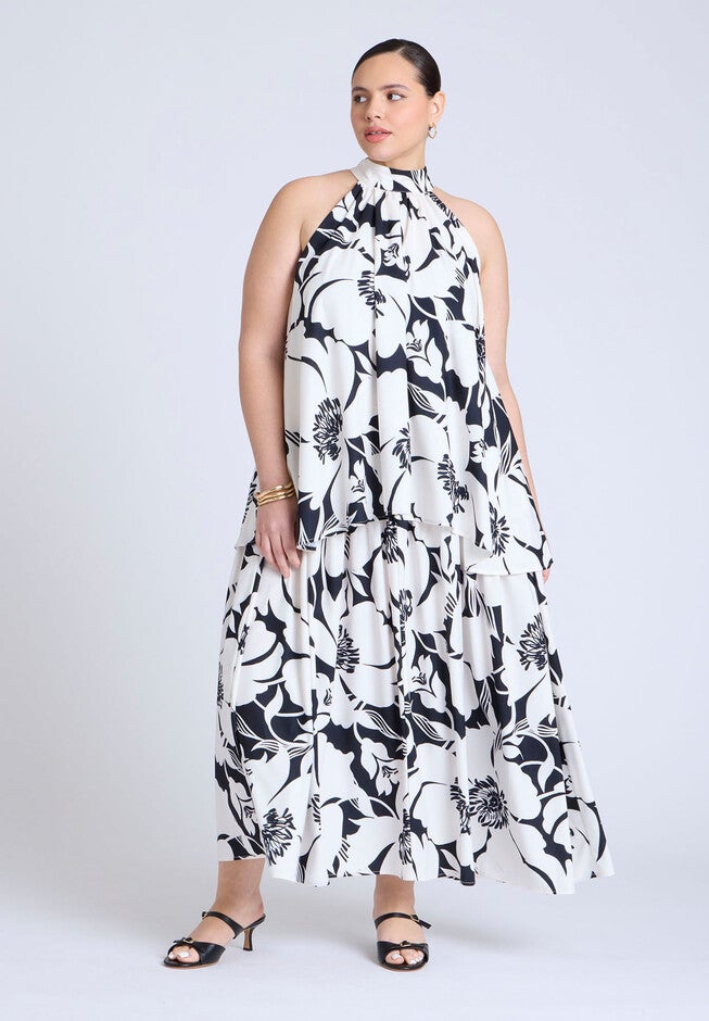 Double Layer Trapeze Maxi Dress , CAROLINA POPPY, hi-res image number null