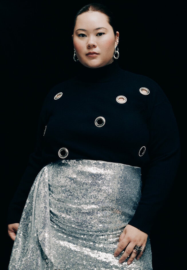 Oversized Grommet Sweater, BLACK ONYX, hi-res image number null
