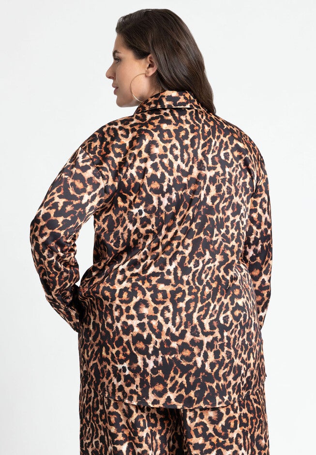 Printed Button Up Top, LEOPARD, on-hover image number null