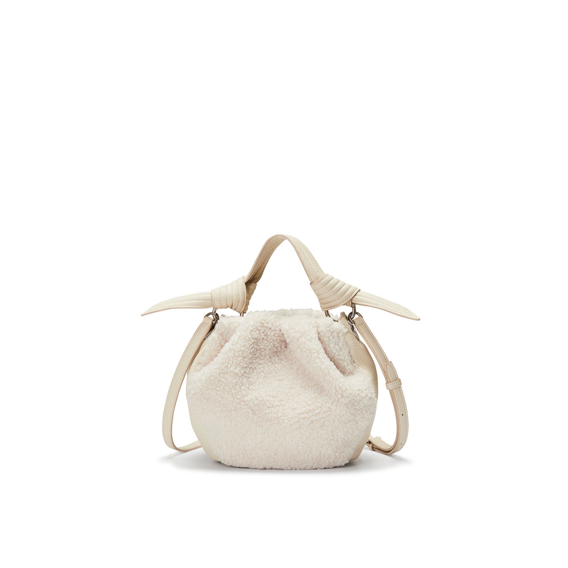 Selena Eco Fur Bucket Medium Crossbody, VANILLA CREAM, hi-res image number 0