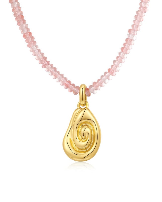 The Coquille Beaded Necklace- Gold, GOLD, hi-res image number 0