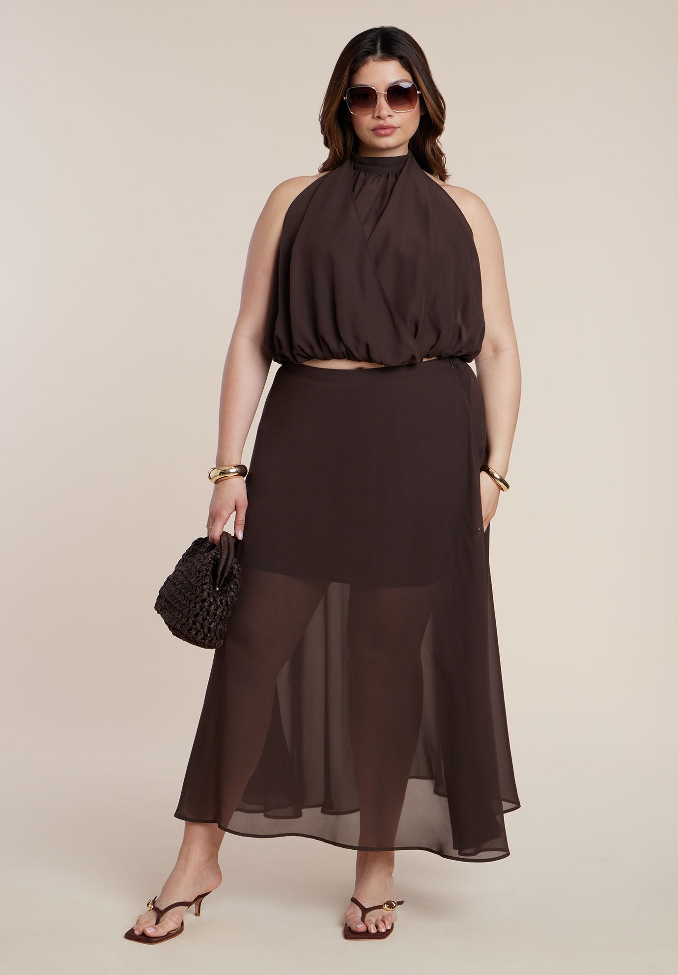 Semi-Sheer Chiffon Circle Skirt