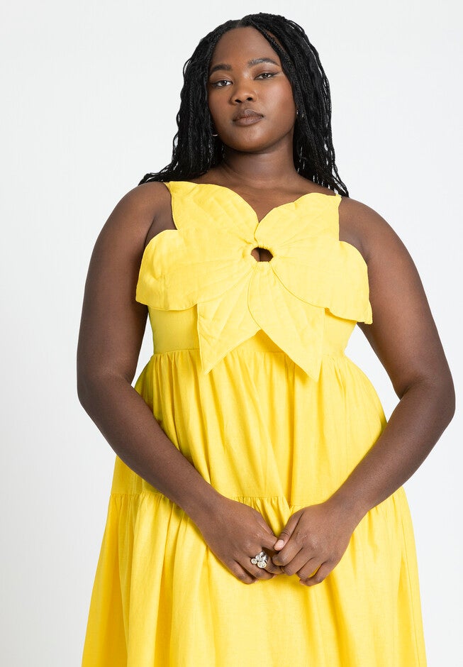 Flower Bustier Maxi Dress, SUNSHINE YELLOW, alternate image number null