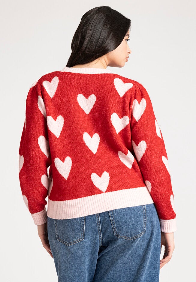 Heart Intarsia Cropped Sweater, ZEPHYR SCOOTER ROSE, alternate image number null