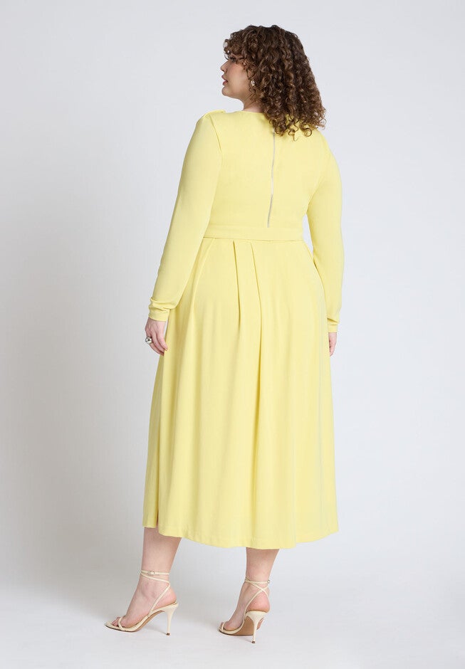 Eupalette Dress With Pleats, LEMONGRASS, on-hover image number null