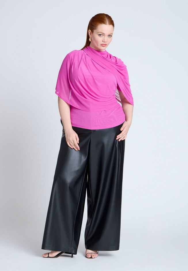 Sheer Wrap Drape Blouse, VERY BERRY, alternate image number null