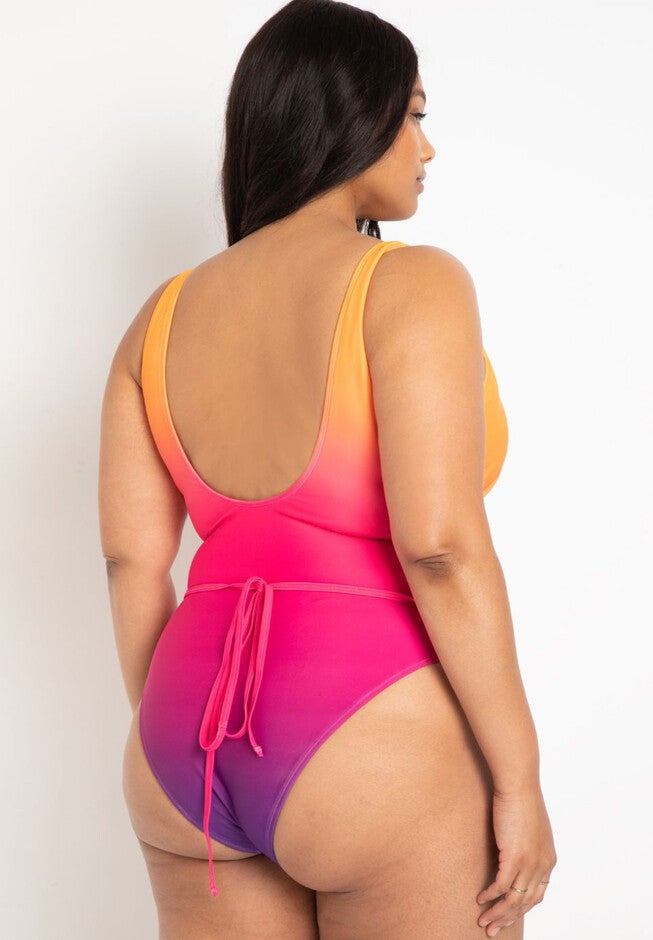 Gabi Fresh Swim x ELOQUII V-Neck Wrap Swimsuit with High Cut Leg, , alternate image number null