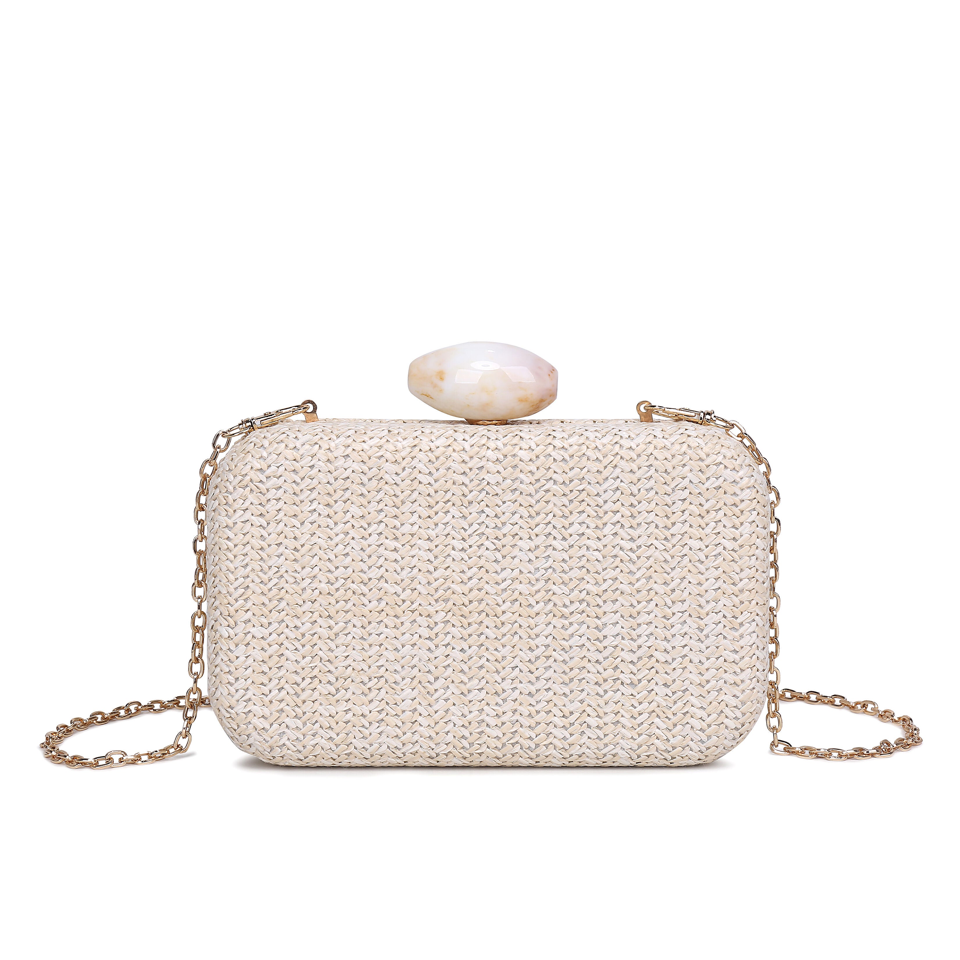 Ezra Straw Marbled Clasp Evening Bag, NATURAL, hi-res image number 0