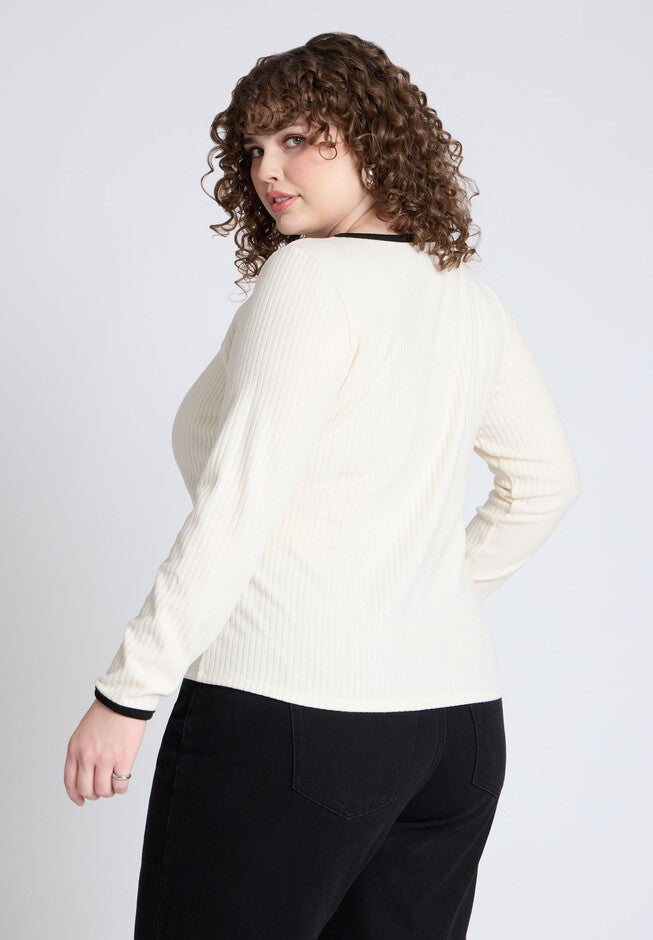 Contrast Trim Top, SUGAR SWIZZLE, on-hover image number null