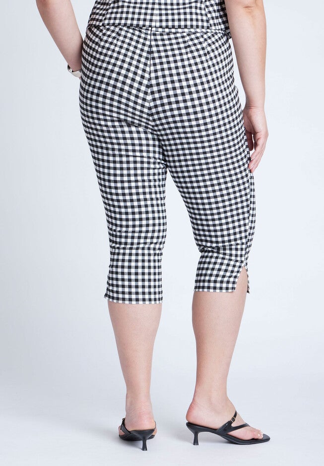 Gingham Capri Legging, BLACK WHITE GINGHAM, alternate image number null