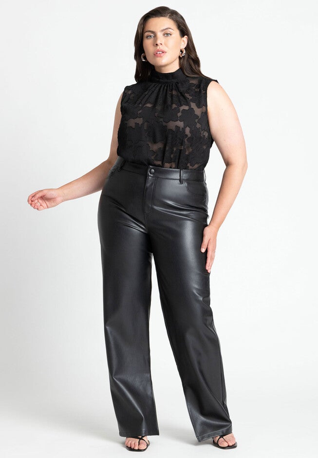 Jacquard Sleeveless Top, BLACK ONYX, alternate image number null