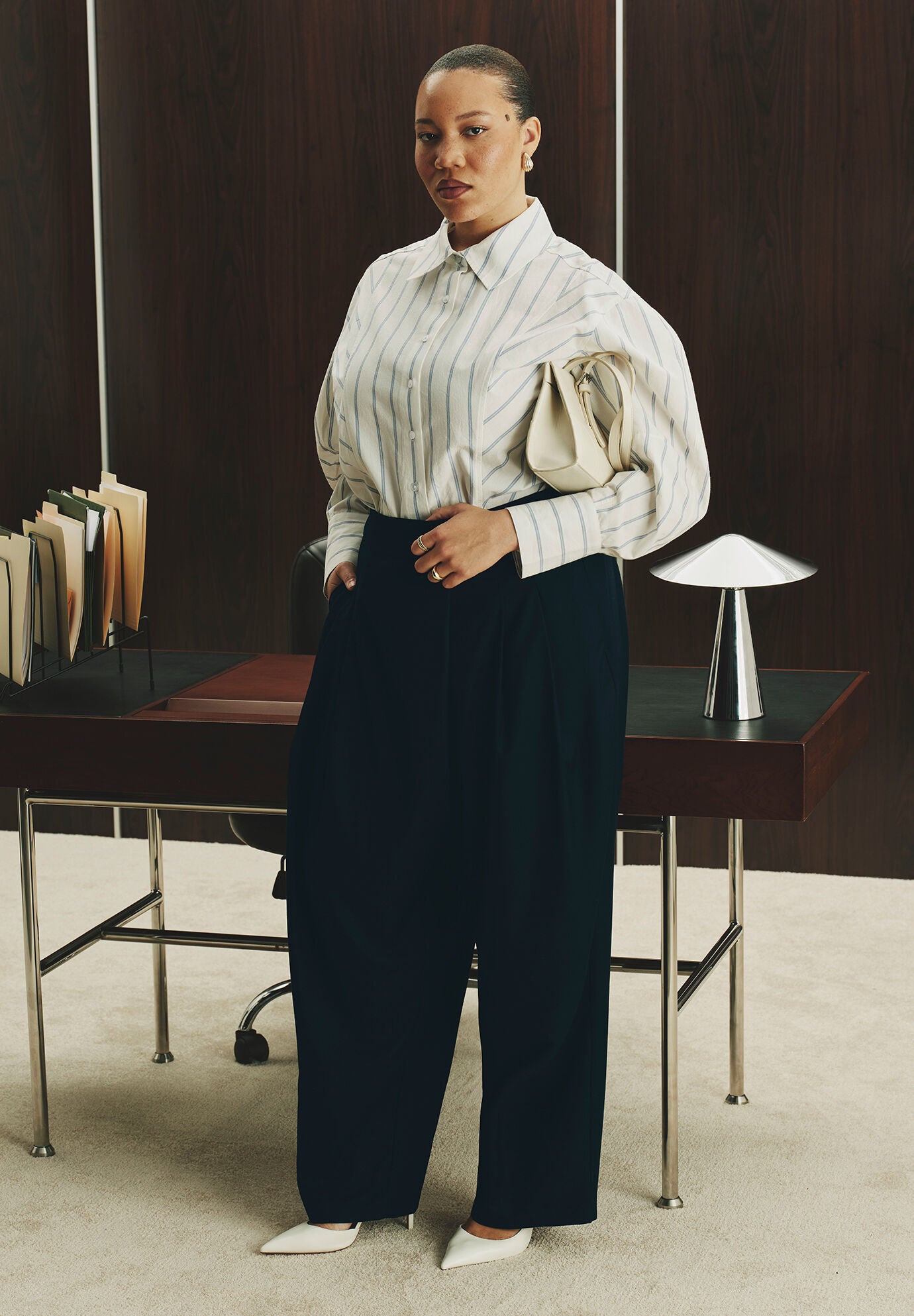 Pleated Straight Leg Trouser