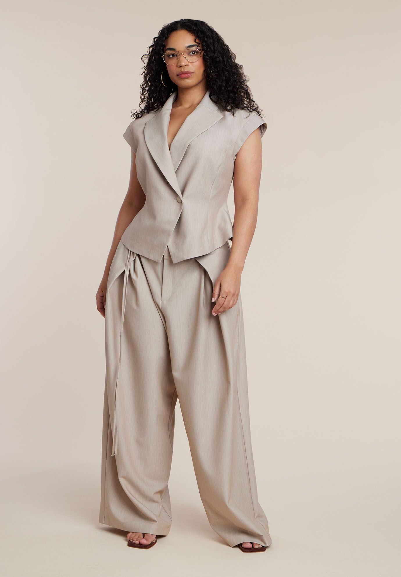 Pleat Detail Trouser With Long Belt