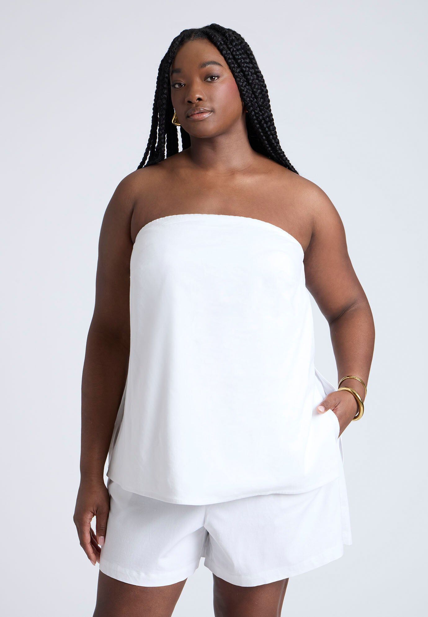 Linen Column Tube Top