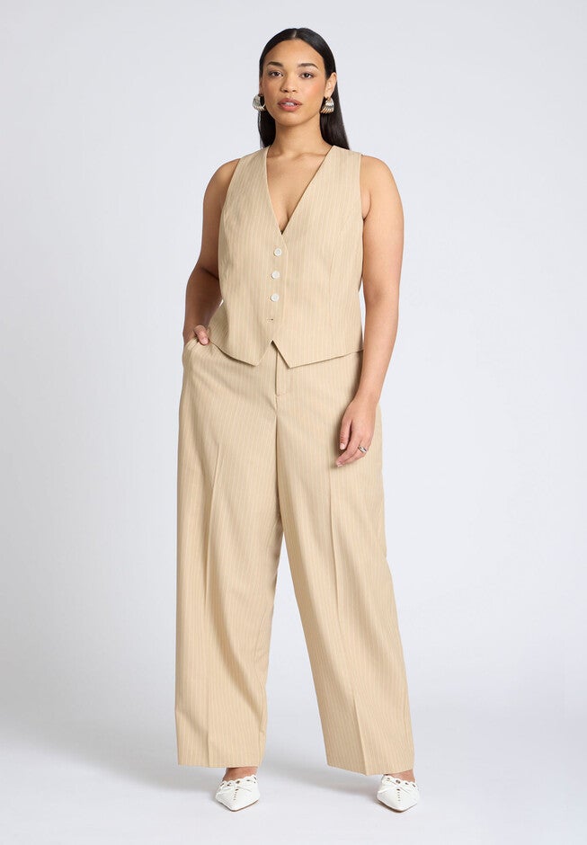 Pinstripe Suit Vest, TAN WHITE STRIPE, alternate image number null