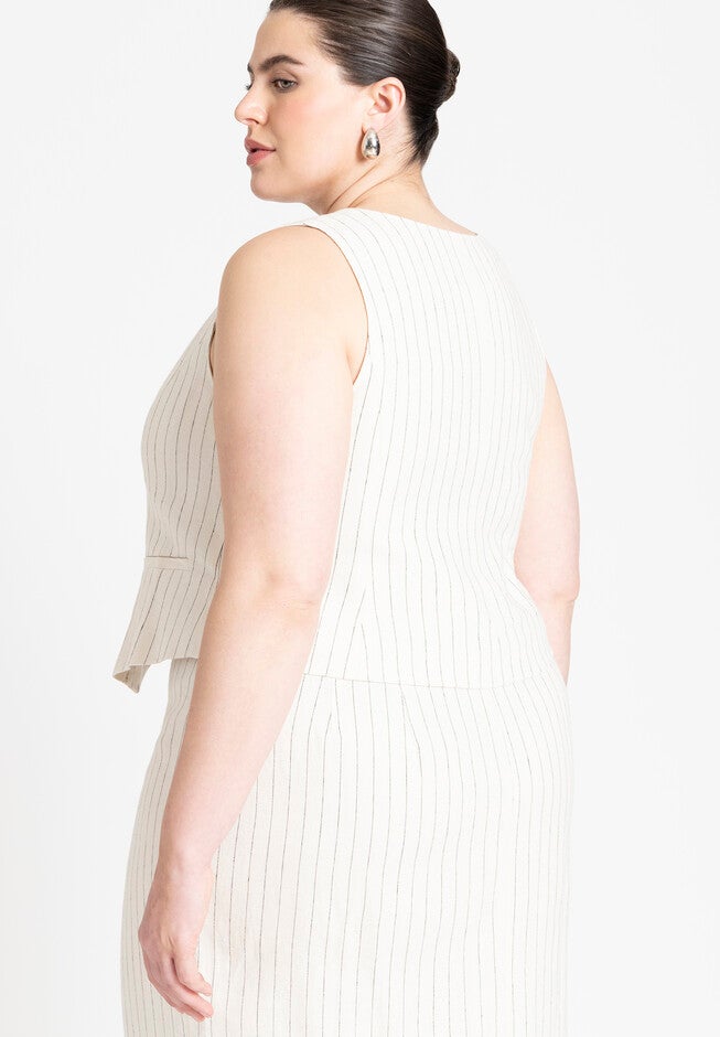 Striped Linen Vest, CREAM PINSTRIPE, on-hover image number null