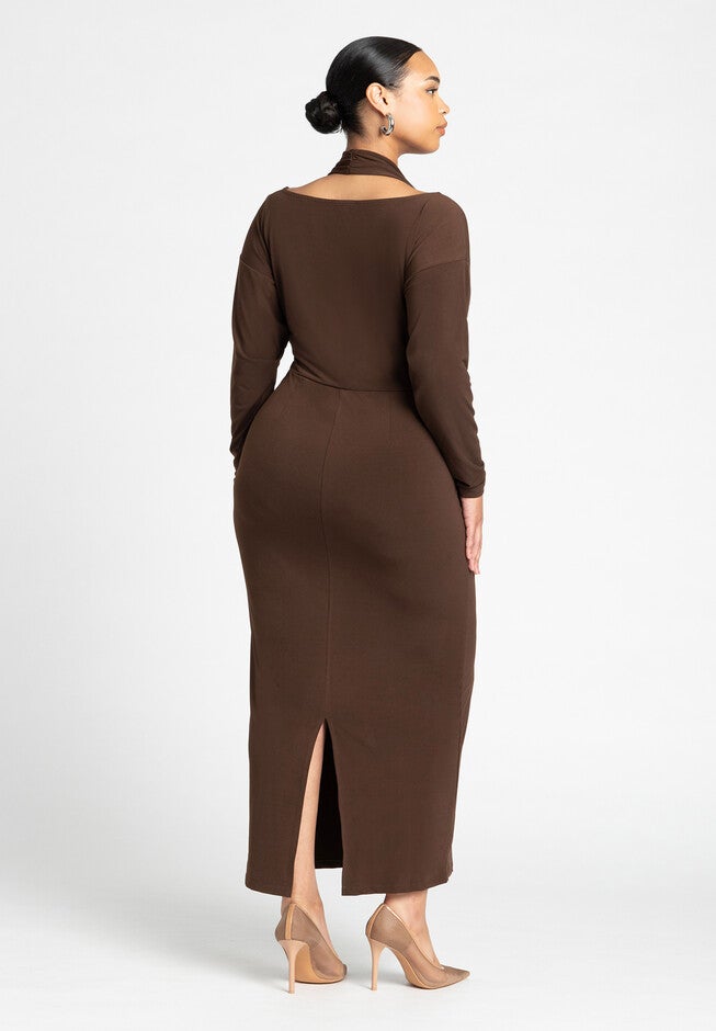 Maxi Dress W Halter Layer, DARK KALAMATA, alternate image number null