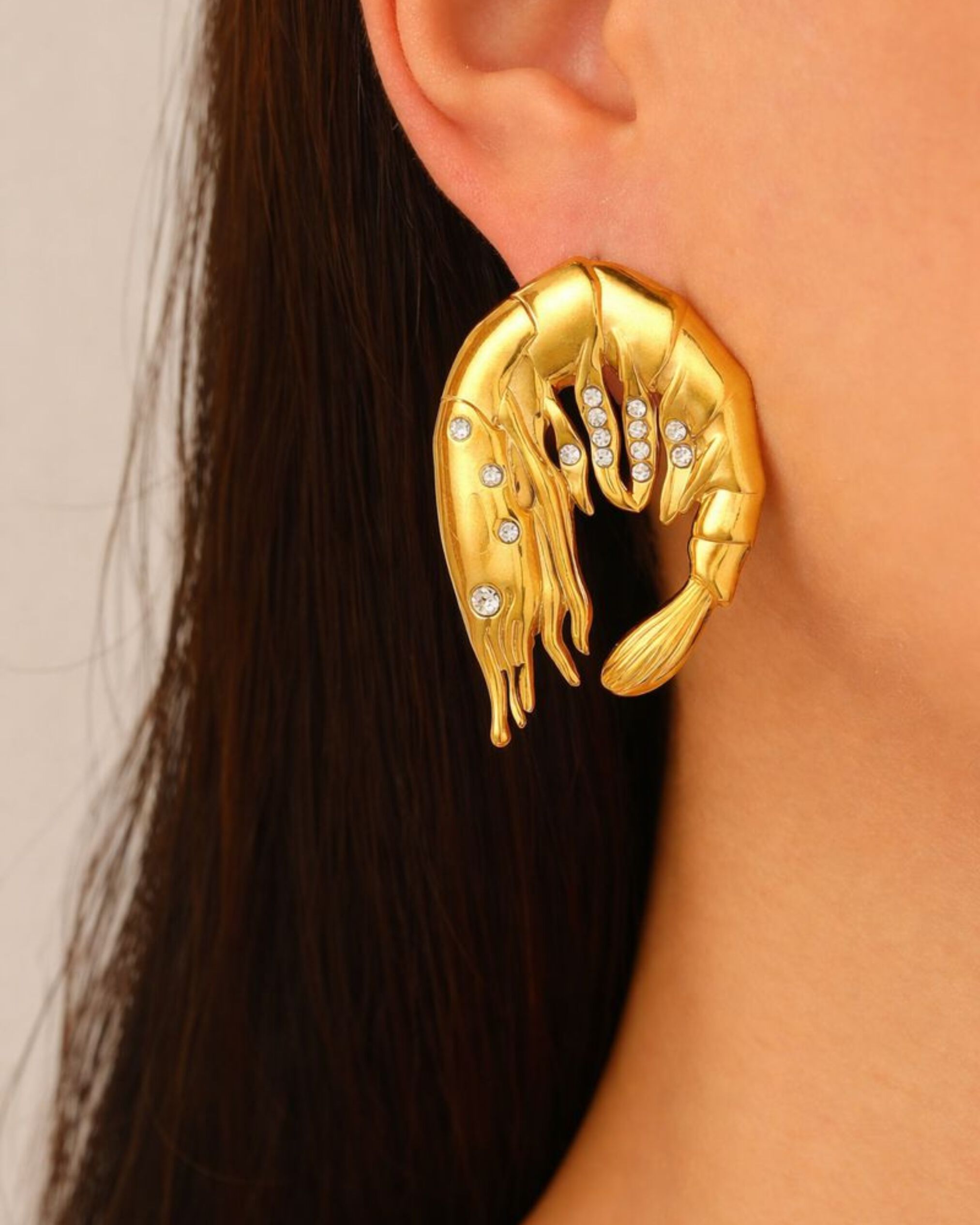 Gilda Prawn Earrings, GOLD, alternate image number 1