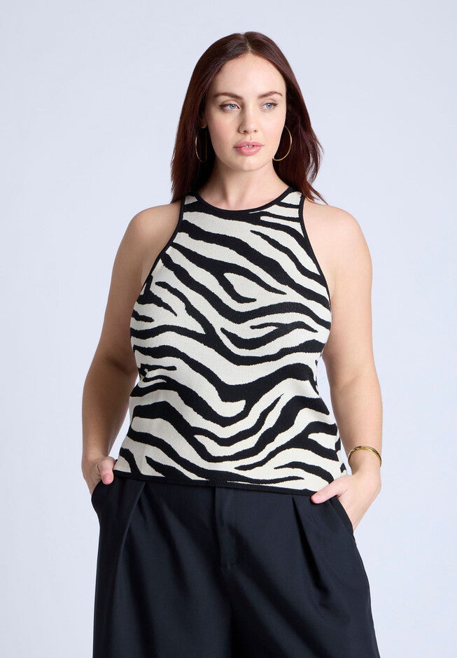 Printed Sweater Tank, ZEBRA PRINT, on-hover image number null