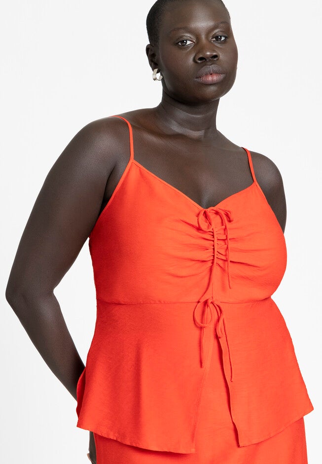 Tie-Slit Cami, ELECTRIC ORANGE, on-hover image number null