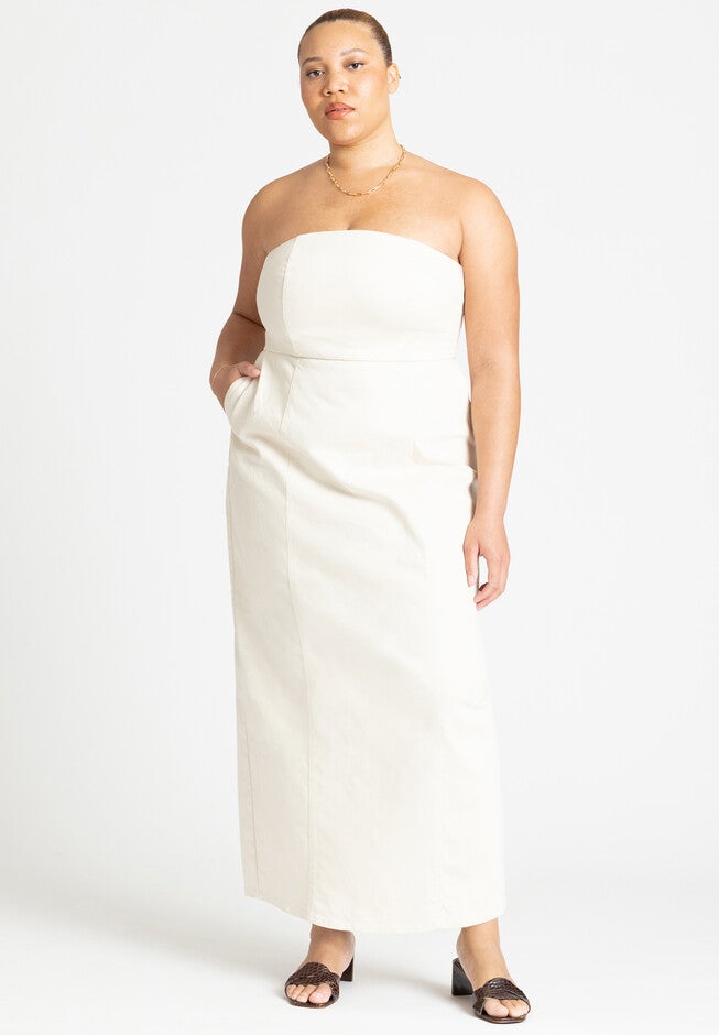 Denim Column Dress, TOFU, hi-res image number null