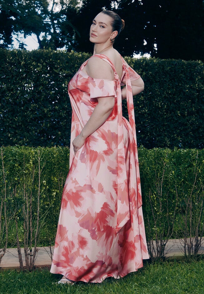 Strap Detail Trapeze Gown, PINK STARBURST, hi-res image number null