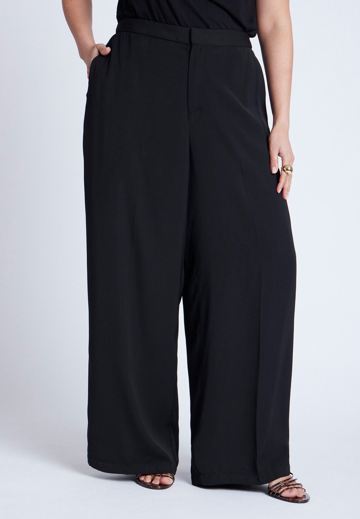 Wide Leg Trouser, BLACK ONYX, hi-res image number 0