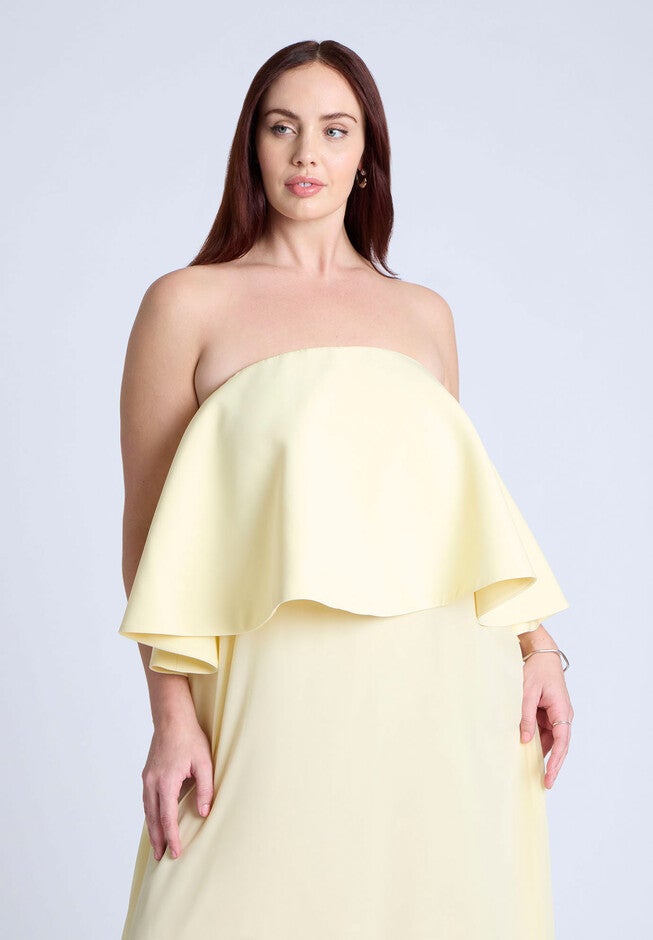 Peplum Bodice Gown, PALE BANANA, alternate image number null